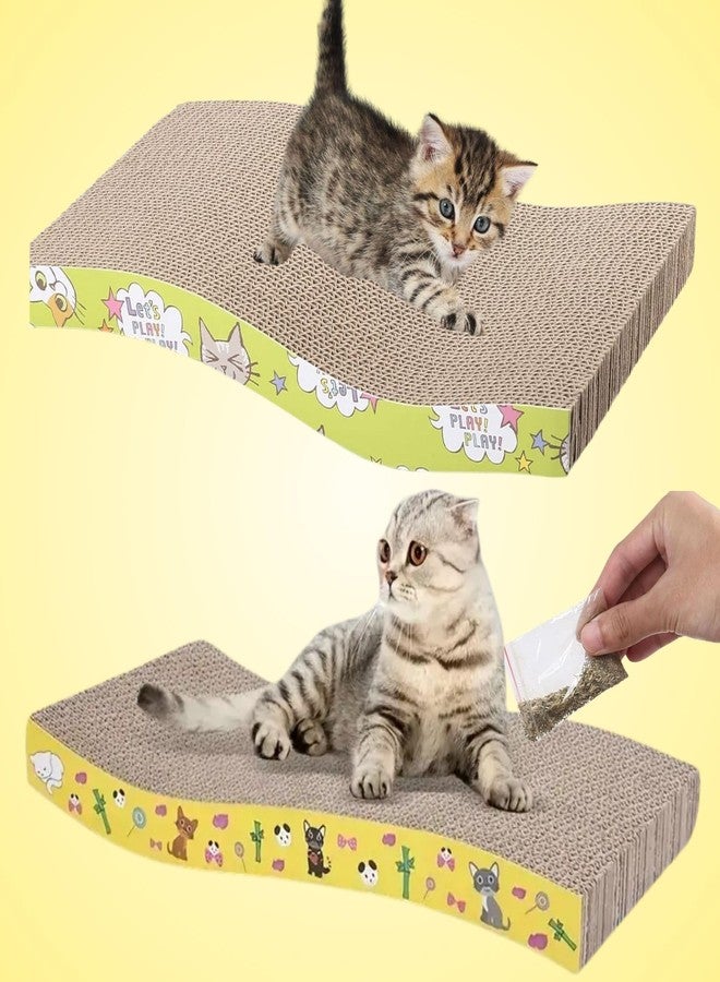 VAYINATO Cat Scratch Board Wave - 2 Pcs Pack with Catnip | Durable Corrugated Cardboard Scratcher for Cats | Reversible Design for Long-Lasting Use | Eco-Friendly & Safe for Kittens & Cats - Image 1